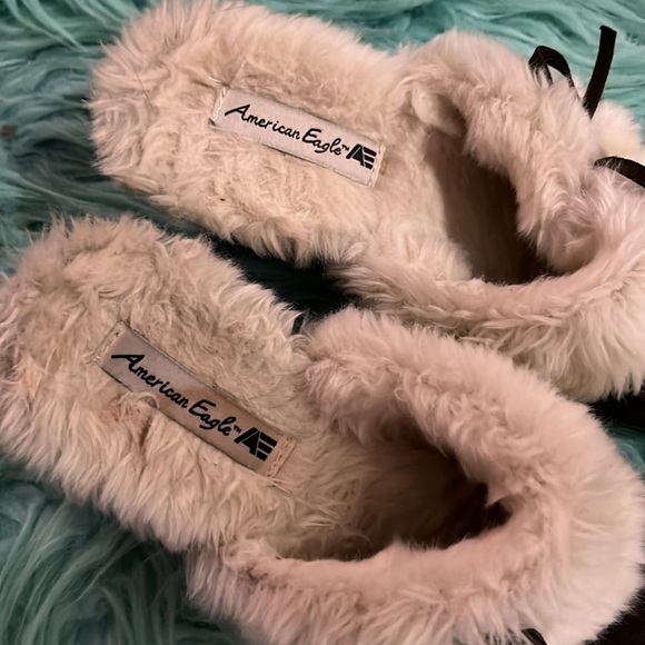 Fur lined wedge slides 8 moccasin clogs brown vegan suede faux sheep whip stitch - Picture 8 of 9